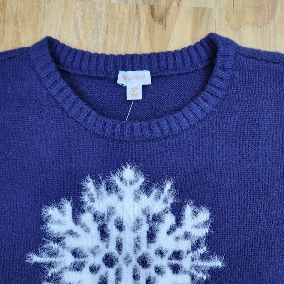 🩵NWT Charter Club Holiday Lane White Fuzzy Snowflake Sweater Youth XLarge - Picture 6 of 10